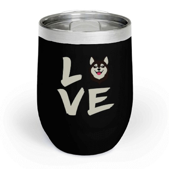 Love Husky Dogs Siberian Husky Dog Lover Chill Wine Tumblers