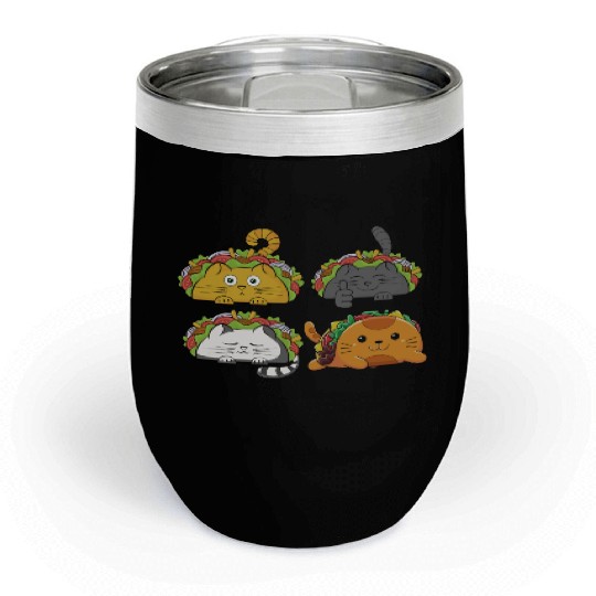 Cute Taco Cats Mexican Taco Lover Chill Wine Tumblers