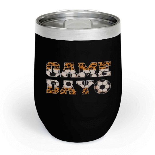 Leopard Soccer Game Day Sports Lover Chill Wine Tumblers