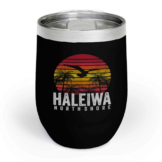 Haleiwa Hawaii HI North Shore Sunset Surf Surfing Chill Wine Tumblers