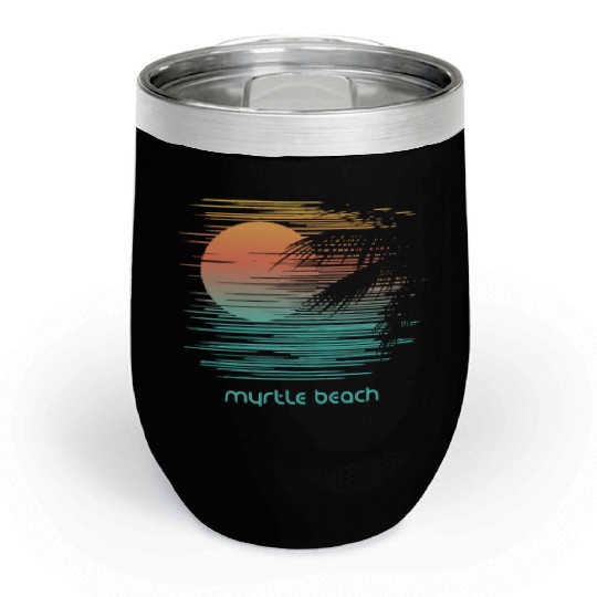 Artistic Myrtle Beach South Carolina Palm Tree Chill Wine Tumblers