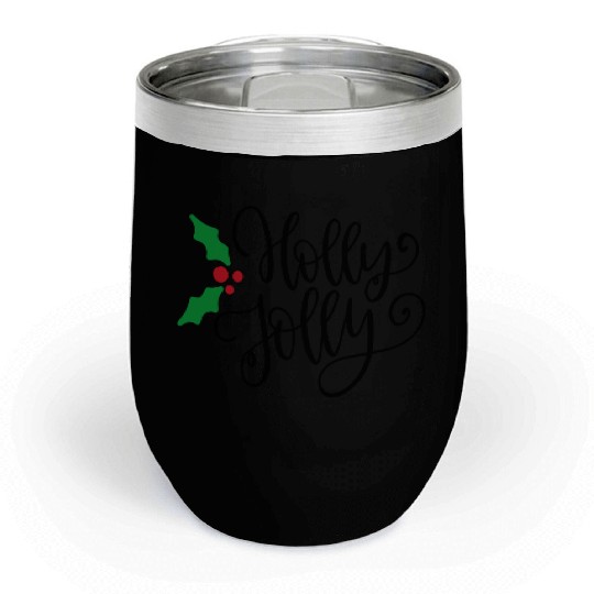 Holly Jolly Mistletoe Holiday Chill Wine Tumblers