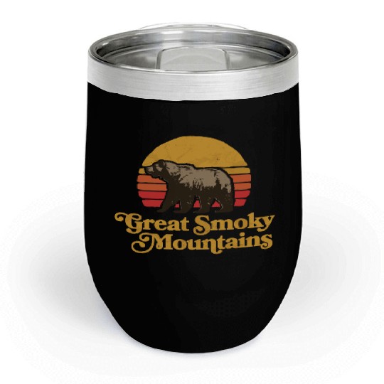 Retro Great Smoky Mountains Park Bear Chill Wine Tumblers