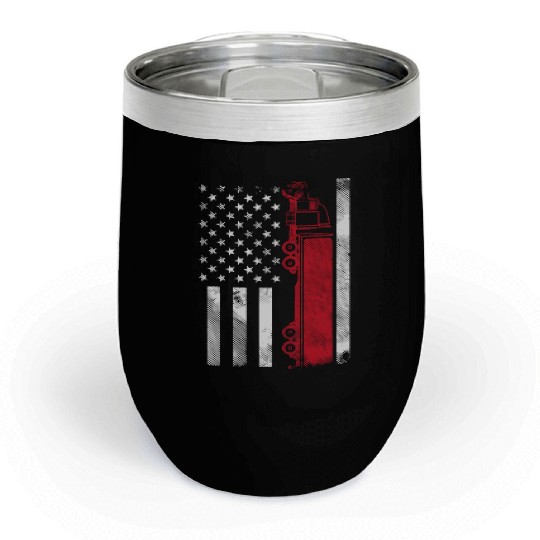 US American Flag Semi Truck Driver 18 Wheeler Chill Wine Tumblers