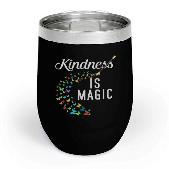 Womens Kindness is Magic Butterflies Kind Teacher Chill Wine Tumblers