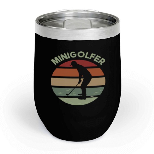 Minigolfing sunrise logo design with golfer Chill Wine Tumblers