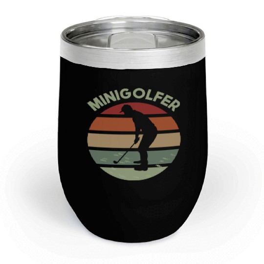 Minigolfing sunrise logo design with golfer Chill Wine Tumblers