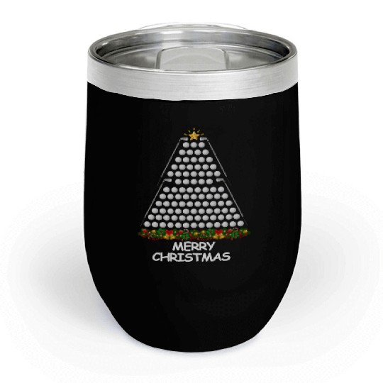 Golf Christmas Tree Merry Christmas Chill Wine Tumblers