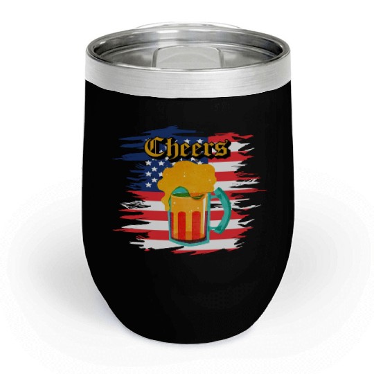 funny patriotic mullet beer 4th of july summer Chill Wine Tumblers