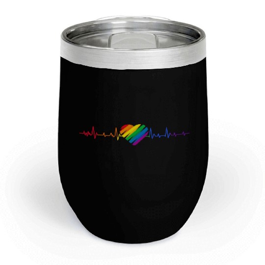 LGBTQ Flag Heart Colorful Lesbian Gay Pride Chill Wine Tumblers