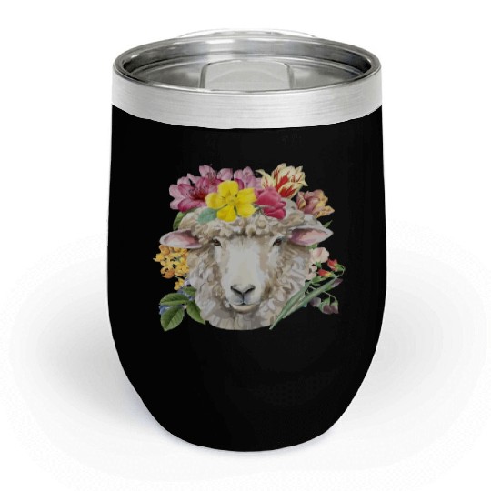 Floral Sheep Spring Nature Farm Sheep Lovers Chill Wine Tumblers