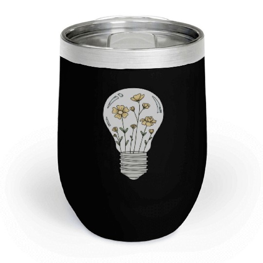 Light Bulb with Yellow Flowers Chill Wine Tumblers