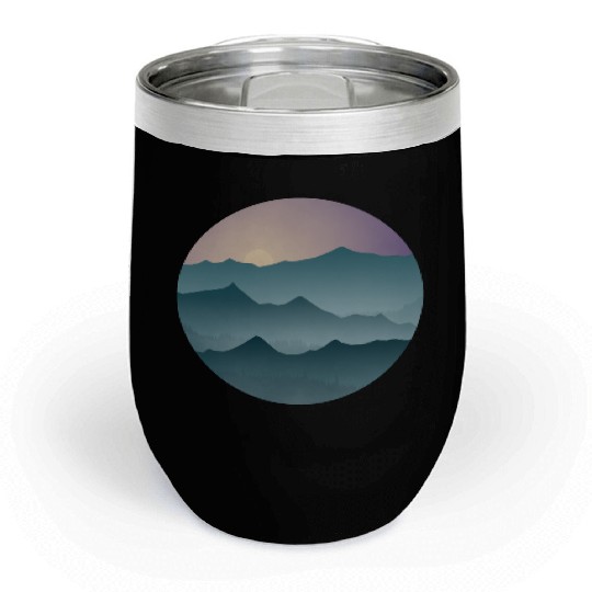 Mountains with forest Chill Wine Tumblers