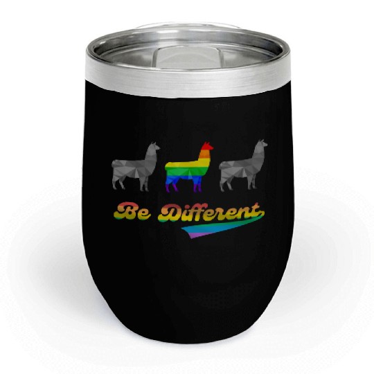 Llama Alpaca LGBTQ Gay Pride Rainbow Flag Differen Chill Wine Tumblers