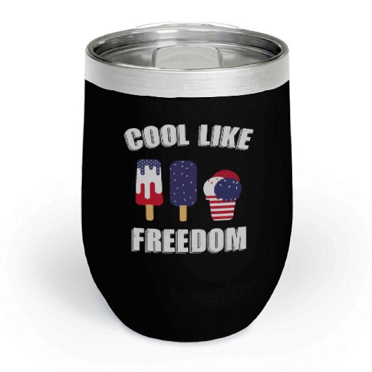 US Flag Ice Cream Patriotic Popsicles 4th of July Chill Wine Tumblers