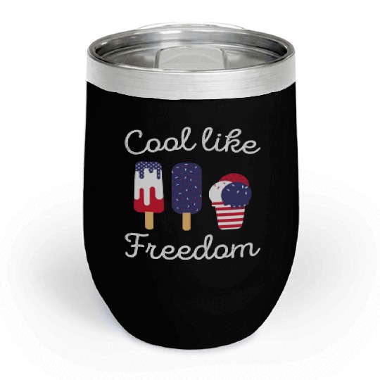 Ice Cream Freedom Popsicles US Flag Chill Wine Tumblers