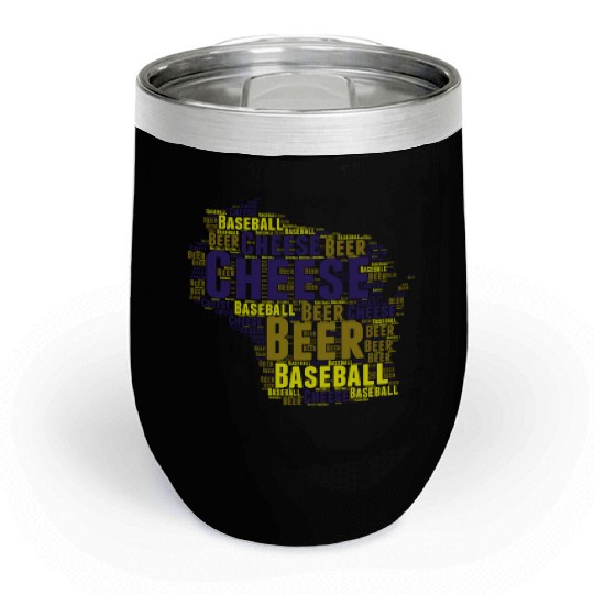 Cheese, Beer, and Baseball Wisconsin Chill Wine Tumblers