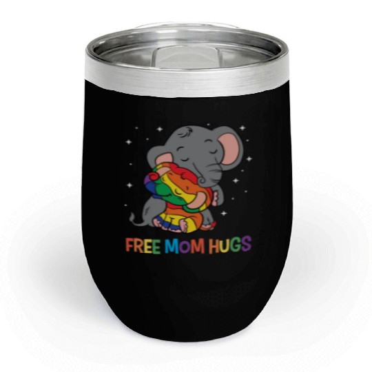 LGBT Funny Rainbow Elephant Hugs Lesbian Gay Pride Chill Wine Tumblers