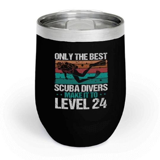 24 Scuba Diving Level 24 Year Diver Snorkeling Chill Wine Tumblers