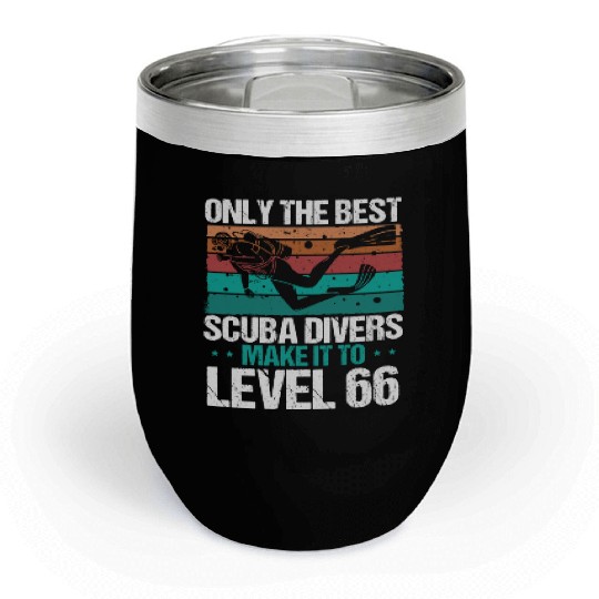 66 Scuba Diving Level 66 Year Diver Snorkeling Chill Wine Tumblers