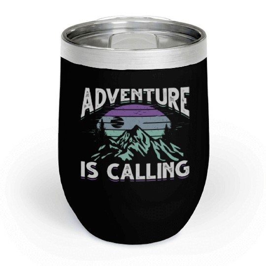 Mountaineering Adventure Hiking Camping Mountain Chill Wine Tumblers