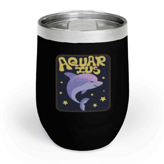 Aquarius Sign Animal Chill Wine Tumblers