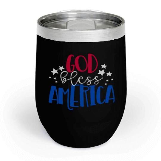 God Bless America Patriotic American 4th of Julygo Chill Wine Tumblers