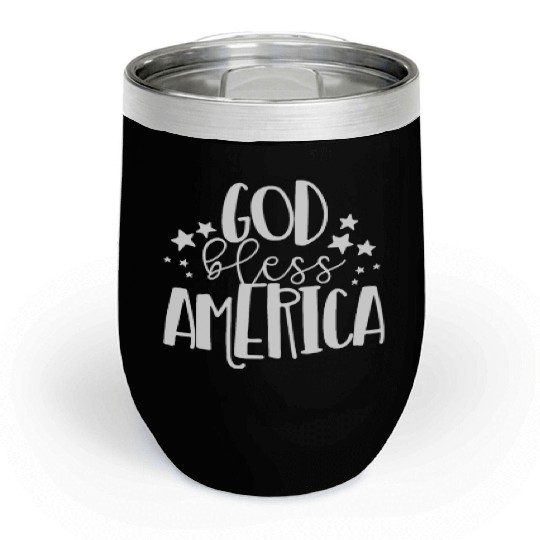 God Bless America Patriotic American 4th of Julygo Chill Wine Tumblers