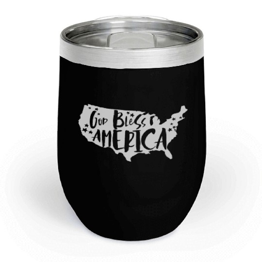God Bless America USA Map Patriotic 4th of Julygod Chill Wine Tumblers