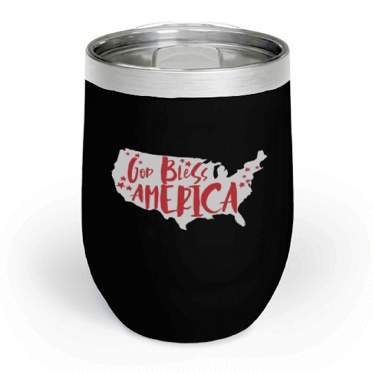 God Bless America USA Map Patriotic 4th of Julygod Chill Wine Tumblers