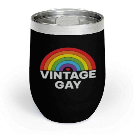 LBGT Flag Gay Pride Human Vintage Rainbow Chill Wine Tumblers