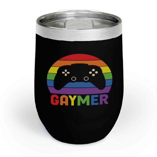LBGT Flag Gay Pride Human Gaymer Gamer Chill Wine Tumblers