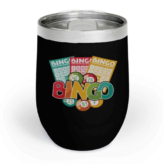 Fun Lucky Bingo Gambling Night Balls Cards T Chill Wine Tumblers