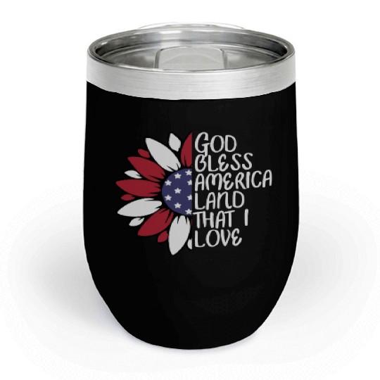God Bless America Sunflower God Bless USA Chill Wine Tumblers
