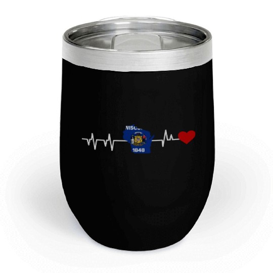 Wisconsin Heartbeat Gift Chill Wine Tumblers