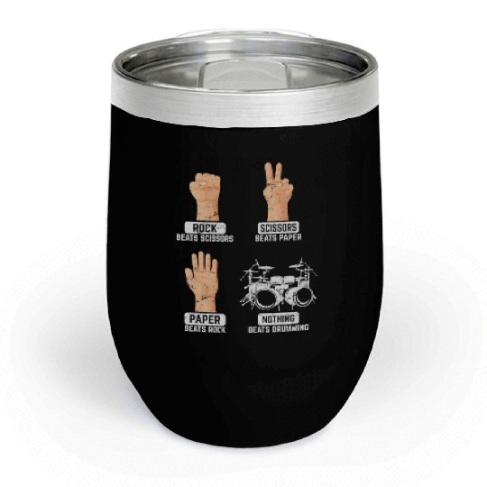 Rock Paper Scissors Nothing Beats Drumming Funny D Chill Wine Tumblers