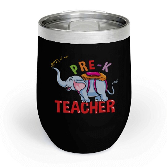 Back To School Elephant Pre-K Teacher Chill Wine Tumblers