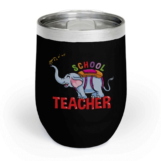 Back To School Elephant School Teacher Chill Wine Tumblers