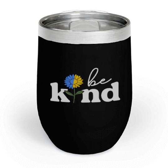 Be Kind Yellow Blue Sunflower World Down Syndrome Chill Wine Tumblers