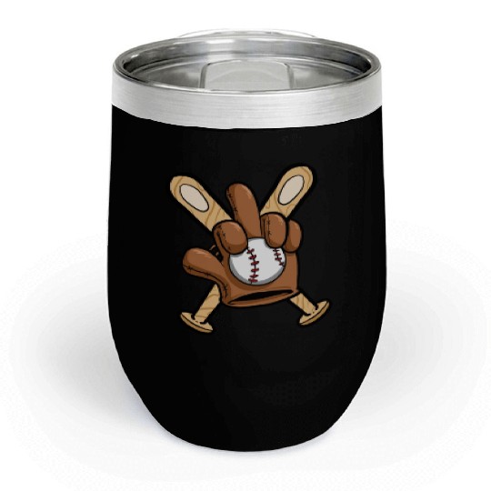 Baseball Player Baseball Glove Middle Finger Chill Wine Tumblers