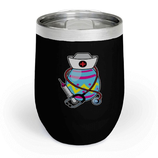 Funny Easter Egg Nurse Stethoscope Syringe RN Chill Wine Tumblers
