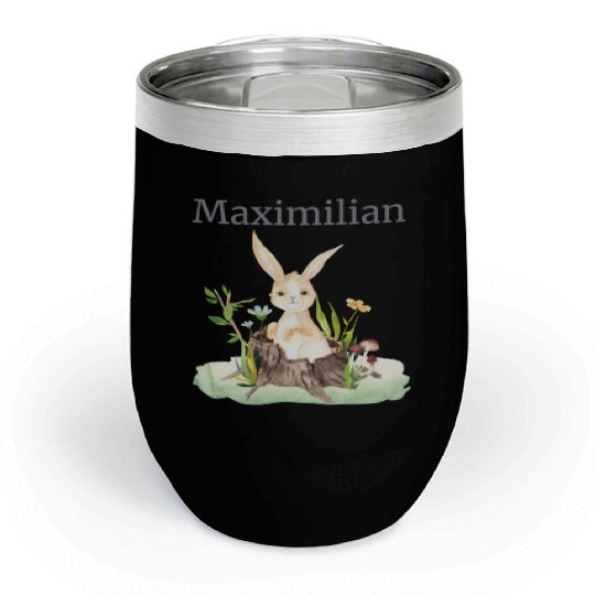 Waldtier Reh Hase Hedgehog Flowers Name Maximilian Chill Wine Tumblers