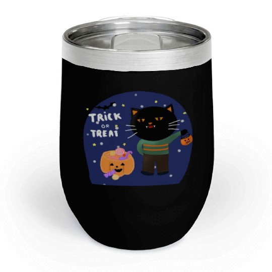 Trick or Treat cartoon design Chill Wine Tumblers