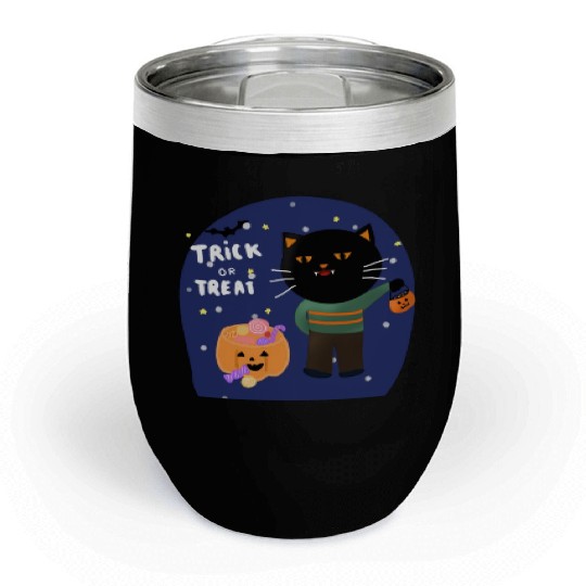 Trick or Treat cartoon design Chill Wine Tumblers