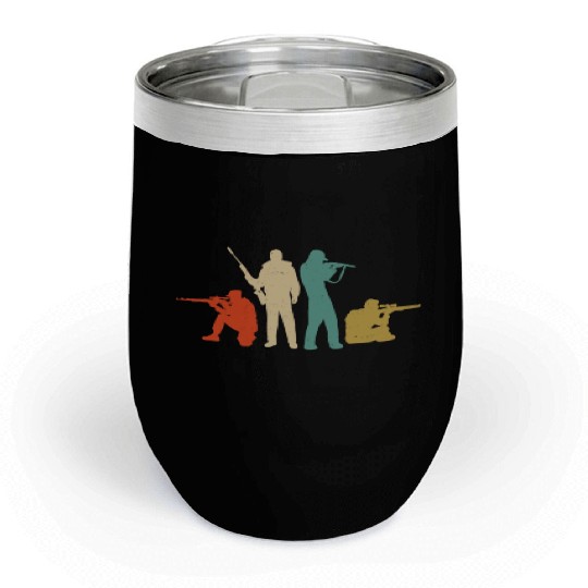 Buck Deer Hunting Hunter Retro Chill Wine Tumblers