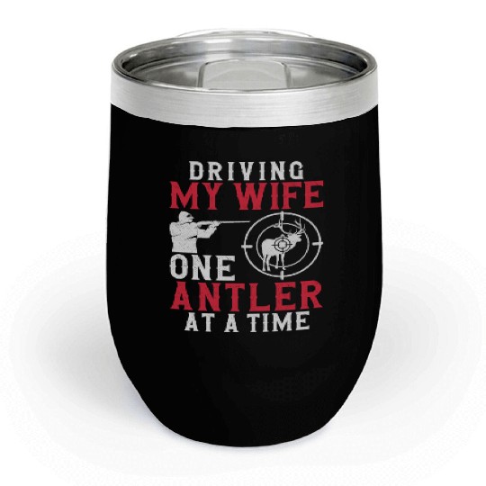 Buck Deer Hunting Hunter Wife Chill Wine Tumblers