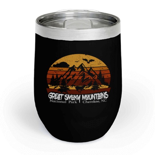 Great Smoky Mountains Cherokee Nc Vintage Souvenir Chill Wine Tumblers