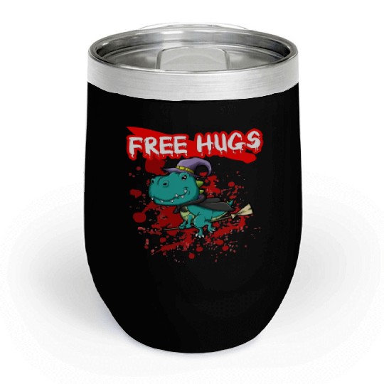 Free Hugs Halloween Sarcasm Scary Creepy Costume Chill Wine Tumblers
