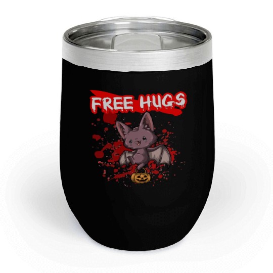 Free Hugs Halloween Sarcasm Scary Creepy Costume Chill Wine Tumblers