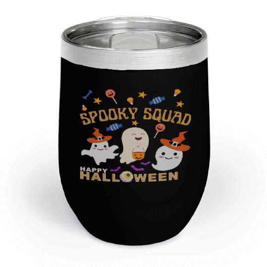 Happy Halloween, Spooky Squad, Cute Ghosts Design Chill Wine Tumblers